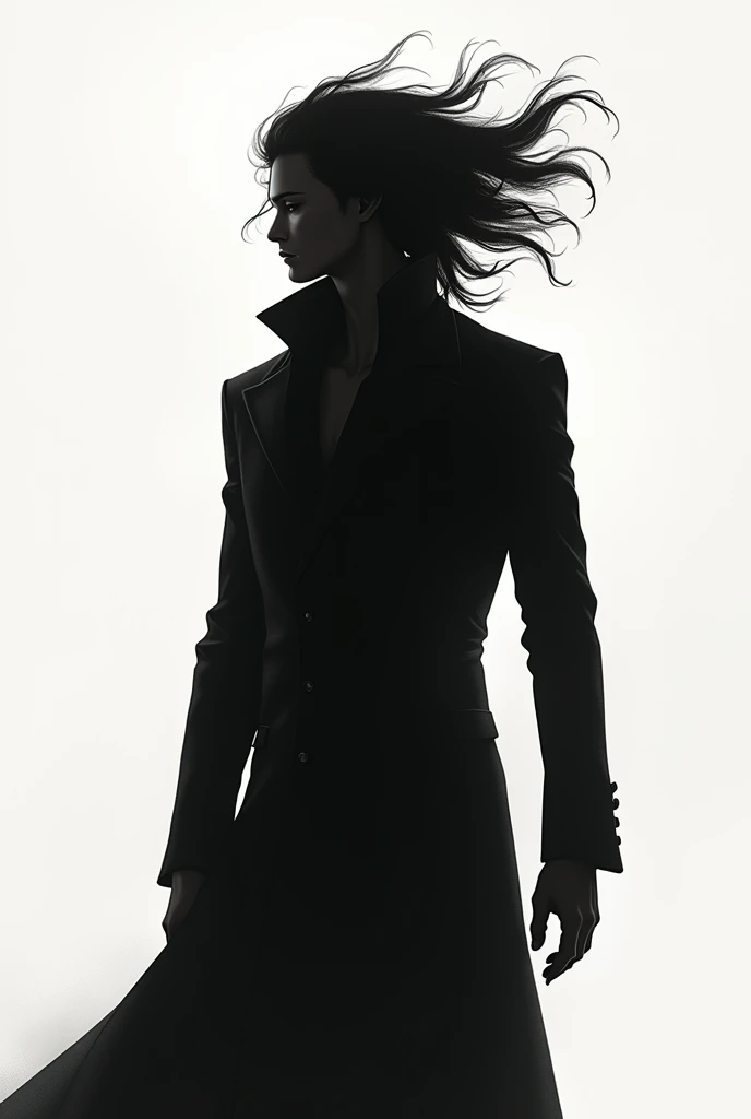 Shadow of a man only the silhouette with hair