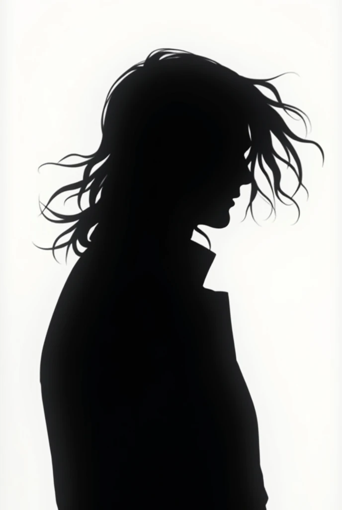 Shadow of a man only the silhouette with hair 