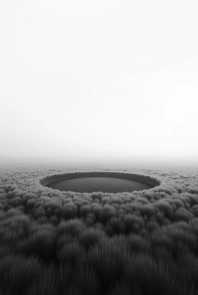 black and white round grass field
