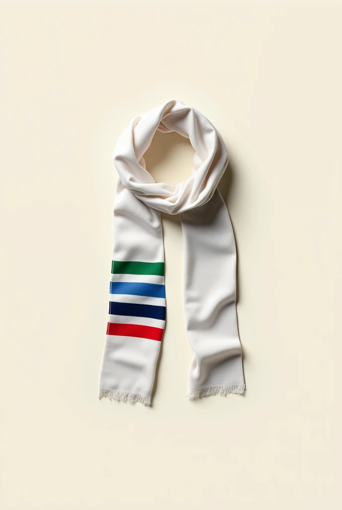 Could you make me a white Scout scarf?, blue, green and red
