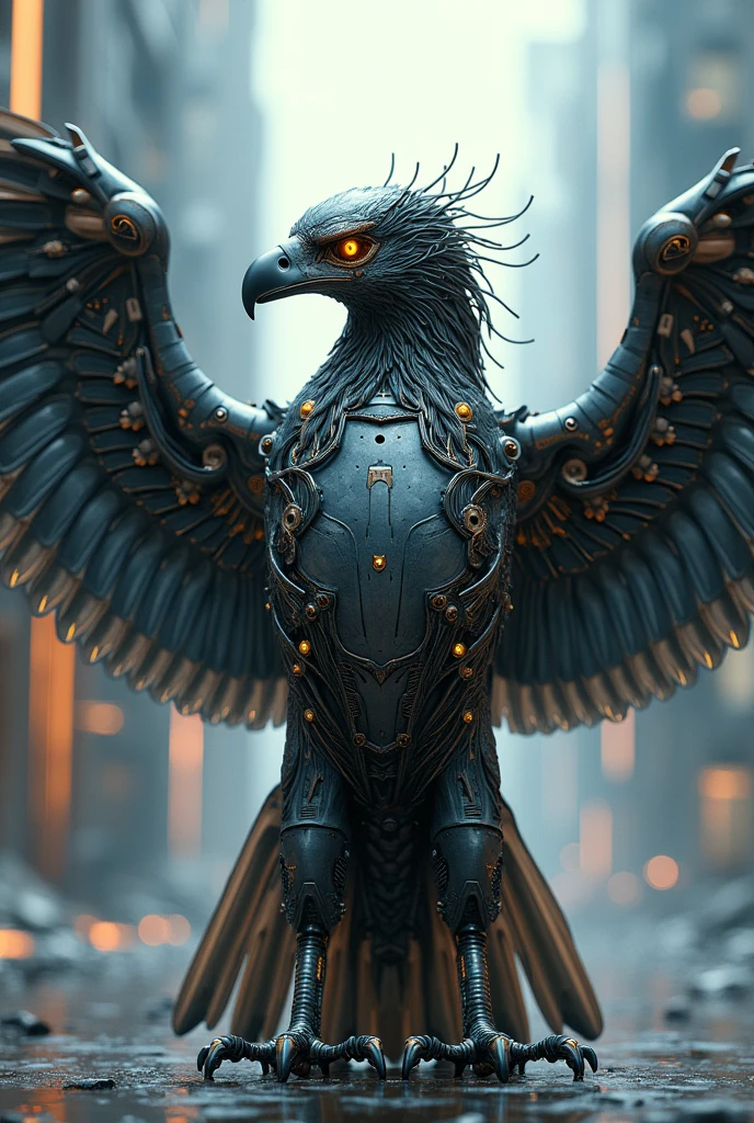 An eagle to paint made of circuits with a cell phone