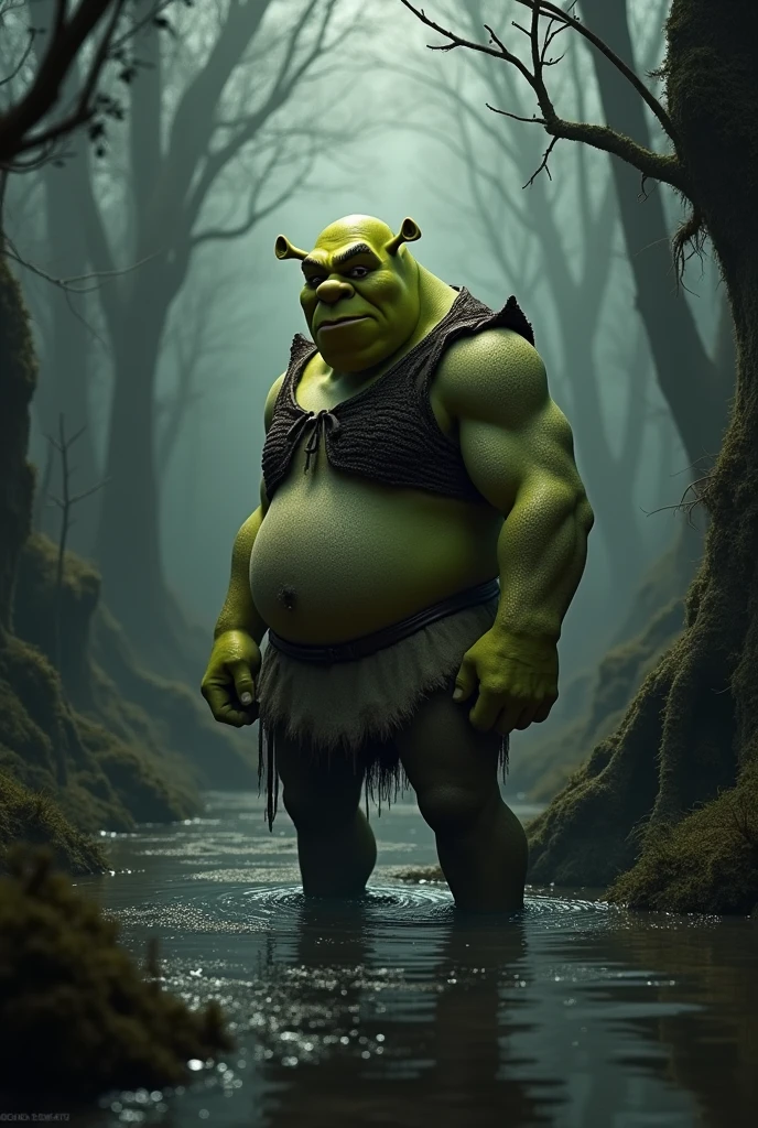 Sherk character Standing in the swamp looking Dark Style