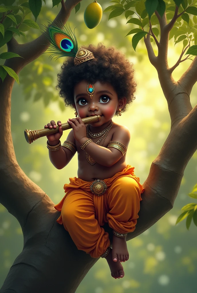  Shri Krishna flute on hand sitting on mango tree “reviver side”