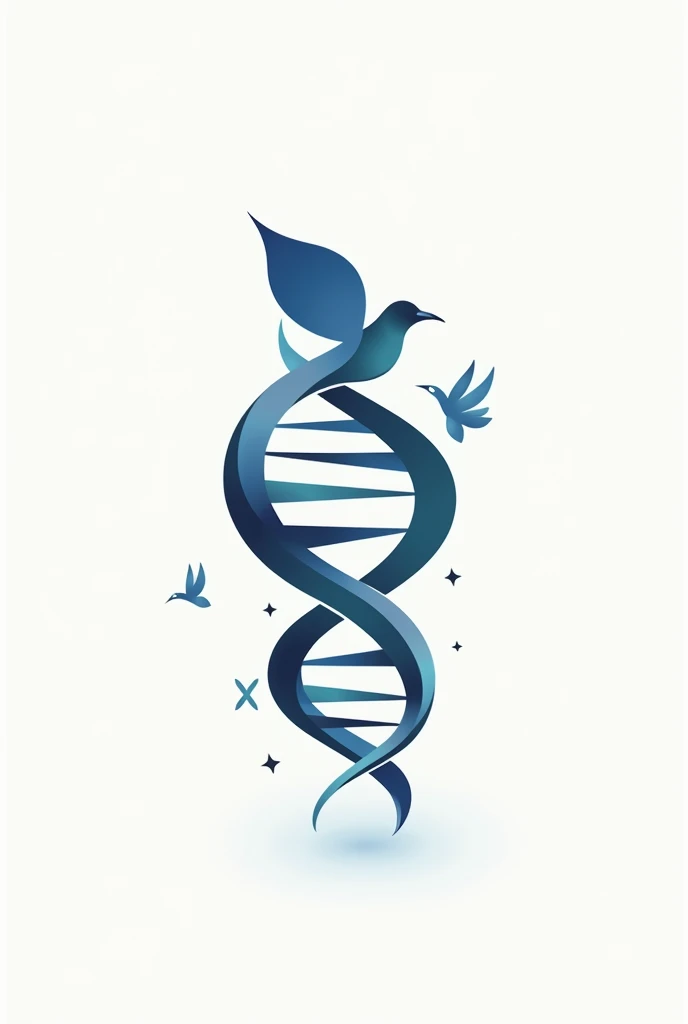 A very modern and creative biology logo, that have animals and DNA intertwine 
