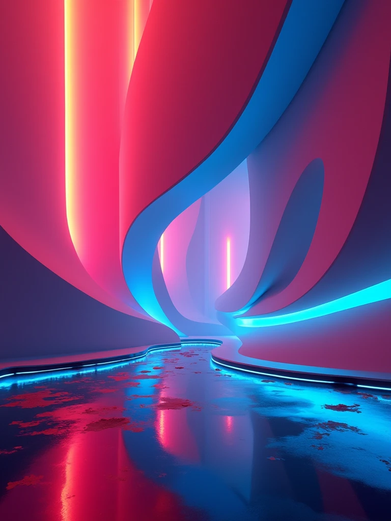 "Create an ultra-realistic background, visually impressive with vibrant colors and subtle geometric shapes, modern gradients and lines. The design should have an abstract and futuristic style, featuring a mix of warm and cool tones like neon pink, electric blue and bright red. The background should have a sense of depth, with layers of shapes and lighting effects that create a dynamic and engaging visual experience. The design should be suitable for use as a background, Text to say "Juliusmesquita", and should maintain a modern and sophisticated aesthetic. ar 16:9 8k