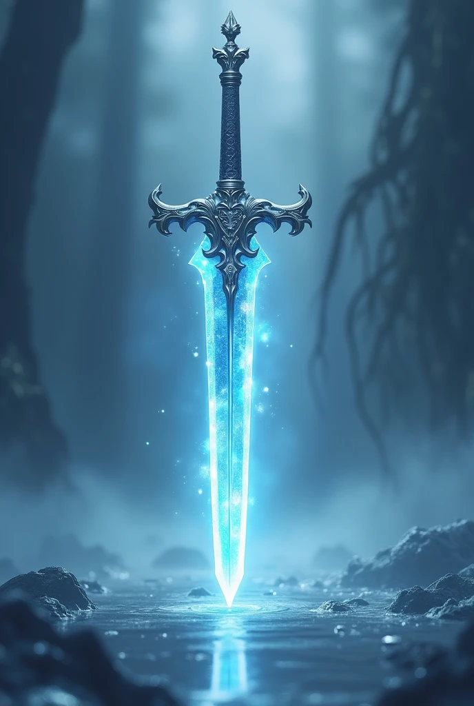 light blue crystal sword the handle is a pen 