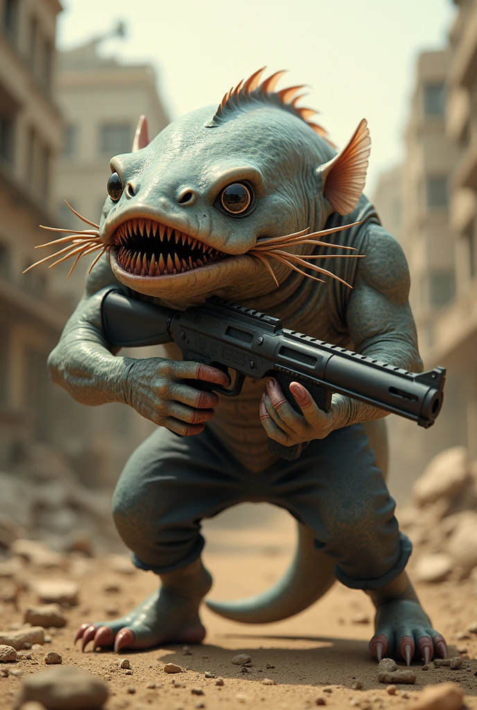 create an image about a catfish with a gun in dust 2 of cs2