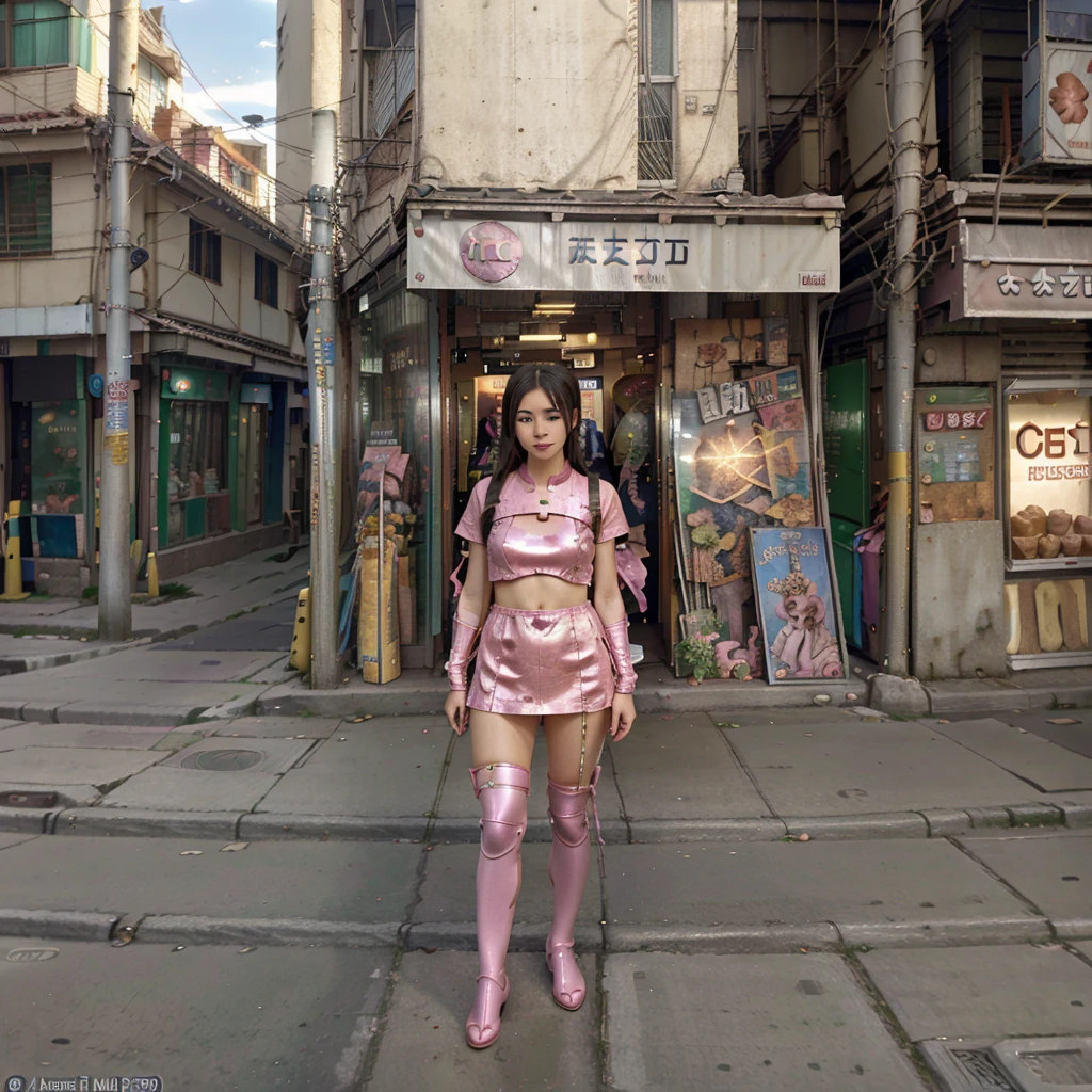 A piglet in armor and a  on the street, city street sunset, movie lighting, movie shooting AR 9:16 -N 6-G, Japonisme 3 D 8 K hyper-detailed, realistic street view, octane rendering. Author: Makoto Shinkai, realistic afternoon lights, Akihiko Yoshida. Unreal Engine, anime style. 8K