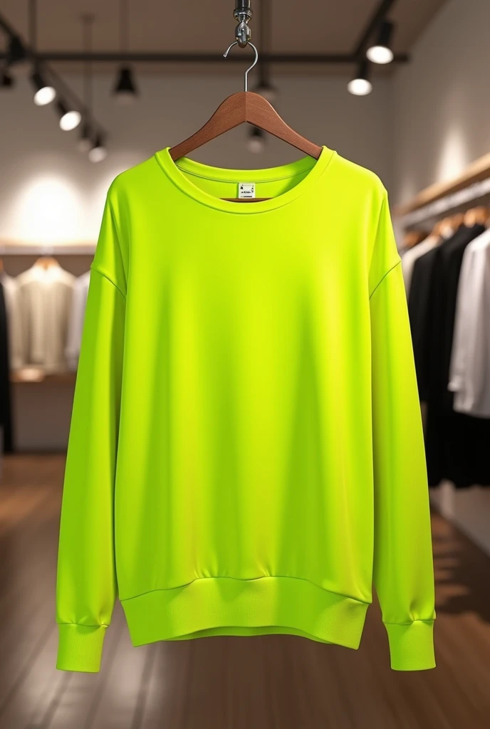 Lemon green round necked long sleeve T-shirt in store HD