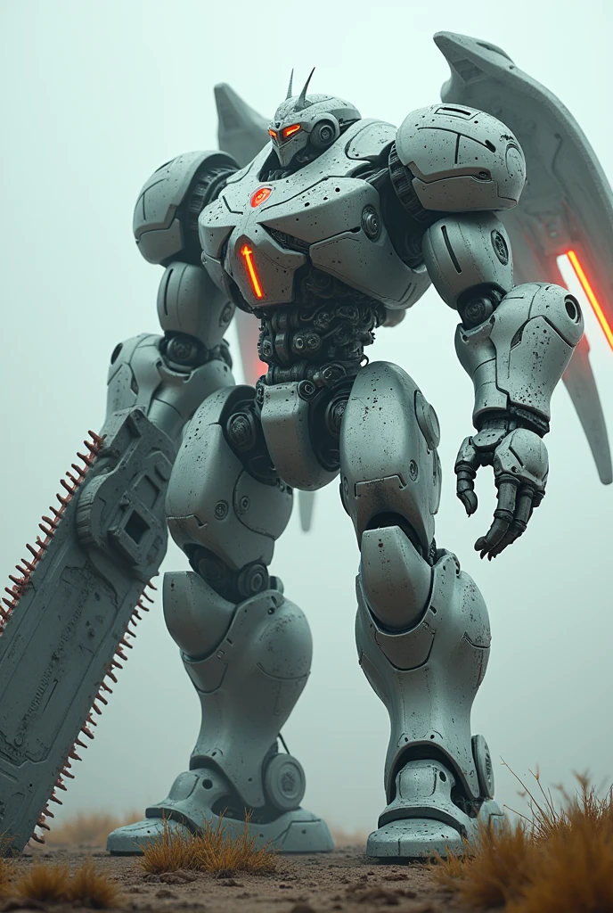 Make me a robot in a drawing type that is futuristic and very gore but in all drawing that is facing forward, very facing forward and in black