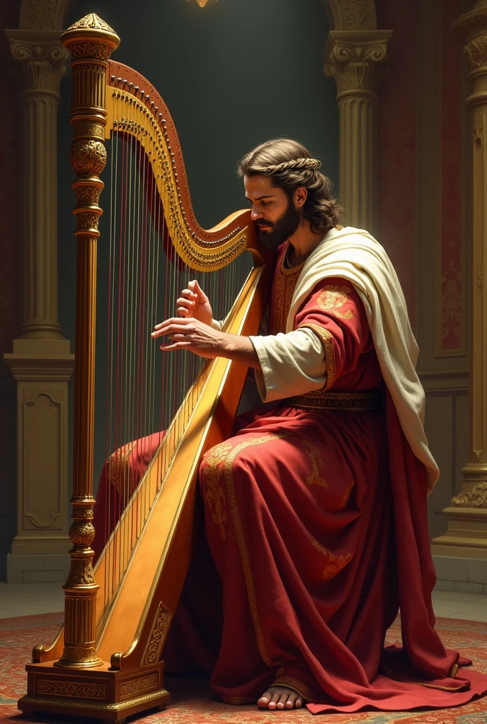 KING DAVID PLAYING THE HARP