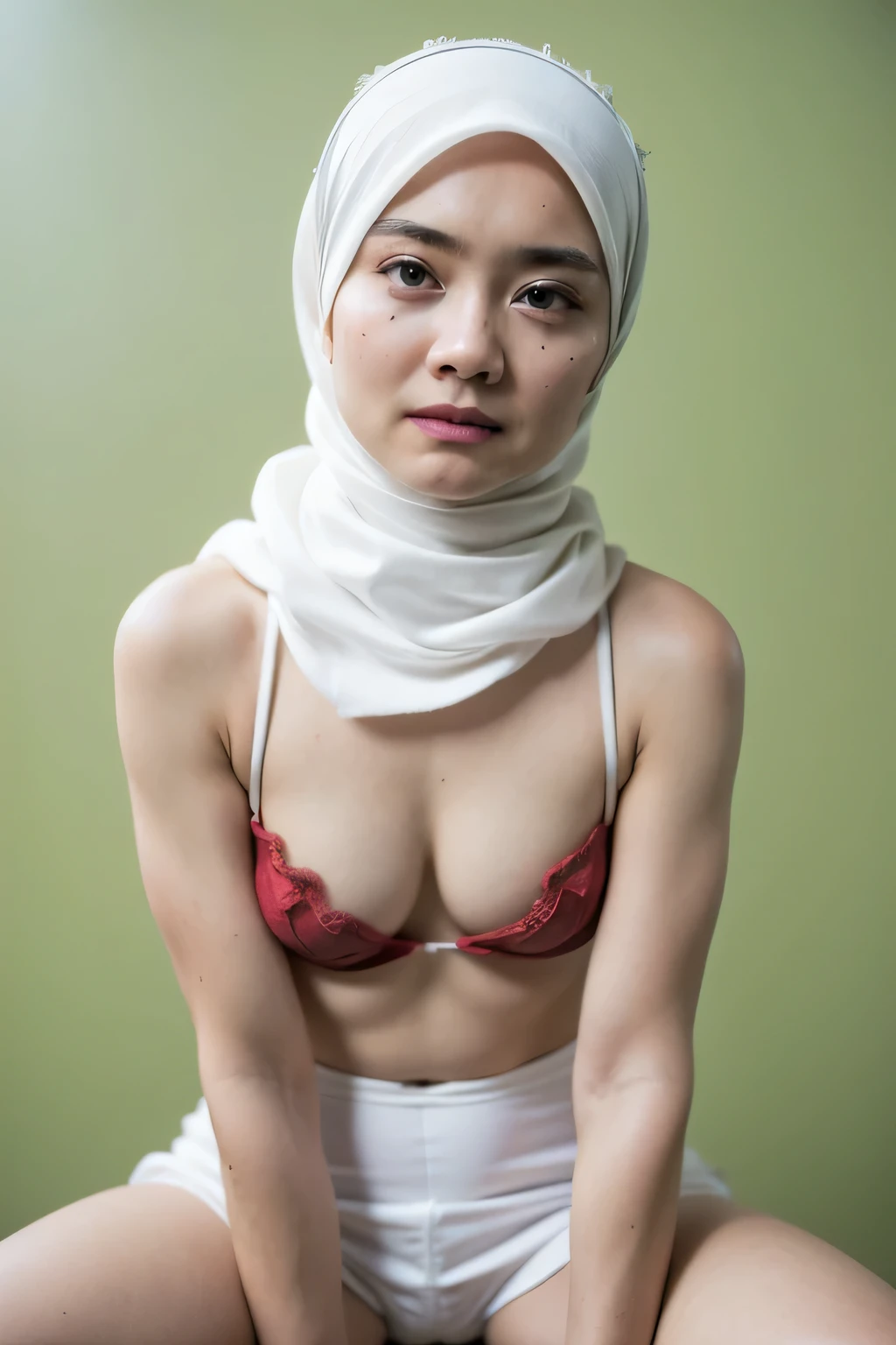 (SAD FACE EXPRESSION:1.3), Chubby adorable, (1 femboy), (face to face), , baby face, happy, half body portrait, (face details: 1), (eye details: 1), ((flat breasts)). wearing transparent transparency soft soft long shirt, .. Cute posed. proportional body. Ultra High Res. realistic: 1.4, UHD, ((hijab)), ((flat breasts:1.32)), ((naked:1.44)), STRADDLING , ((cotton red lingerie))