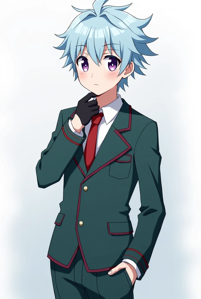 Anime Boy with light blue hair and purple eyes in Tsuna Sawada costume Katekyo Hitman Reborn