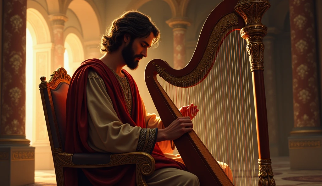 KING DAVID PLAYING THE HARP