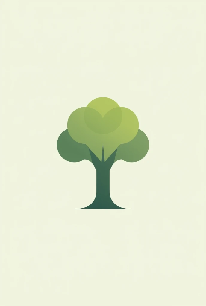 Make me a minimalist logo of a tree that simulates the shape of a T in green scale