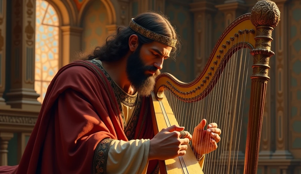 KING DAVID PLAYING THE HARP