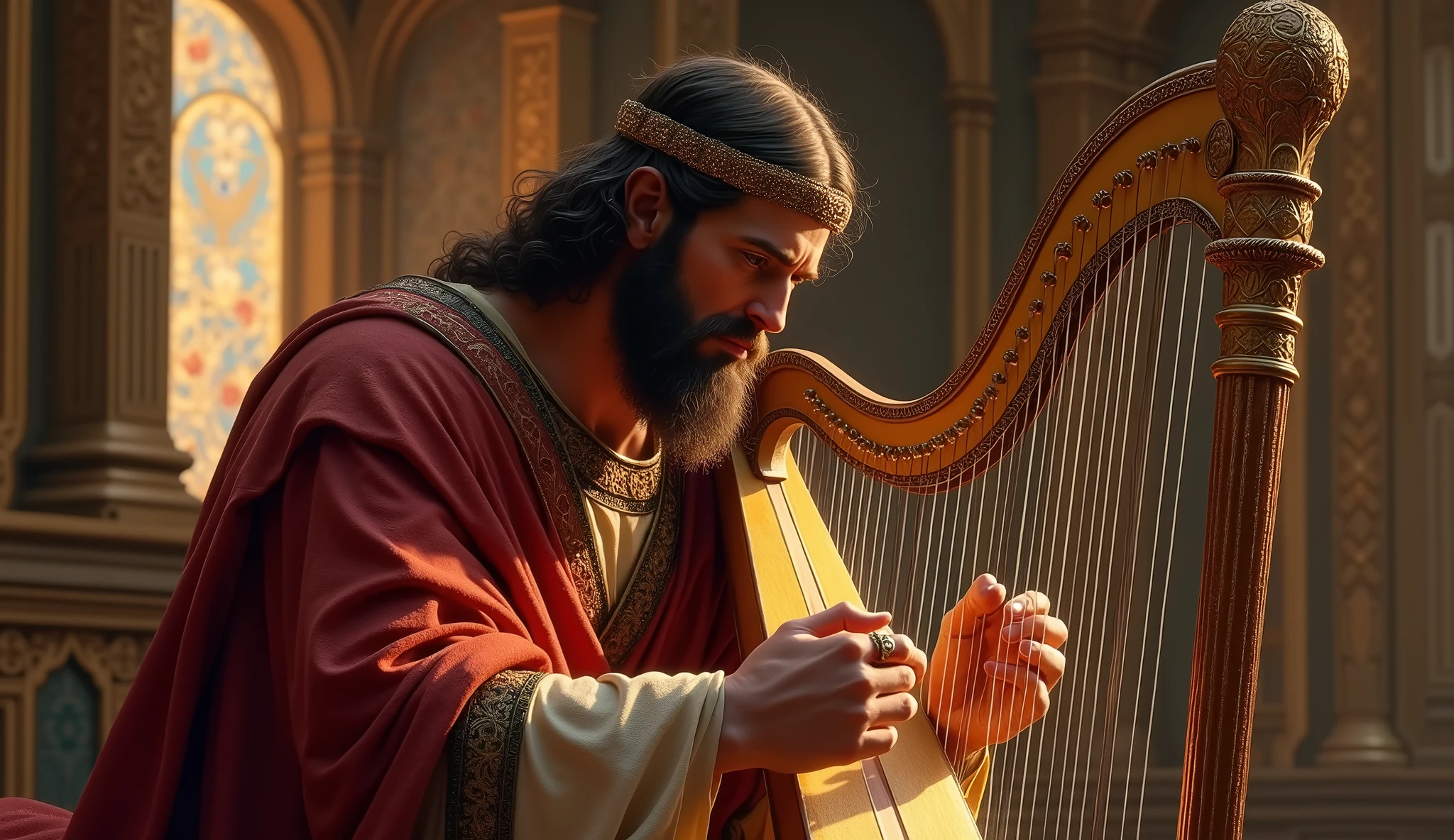 KING DAVID PLAYING THE HARP