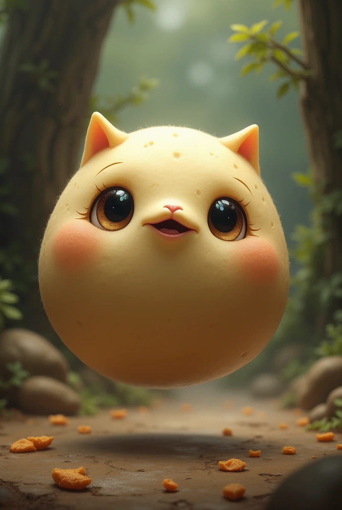 A magic pet is a small ball of bread dough about 30 cm long with eyes and a mouth. (Mediovale)
He has no structural body, he is just a ball of dough with eyes and a mouth.