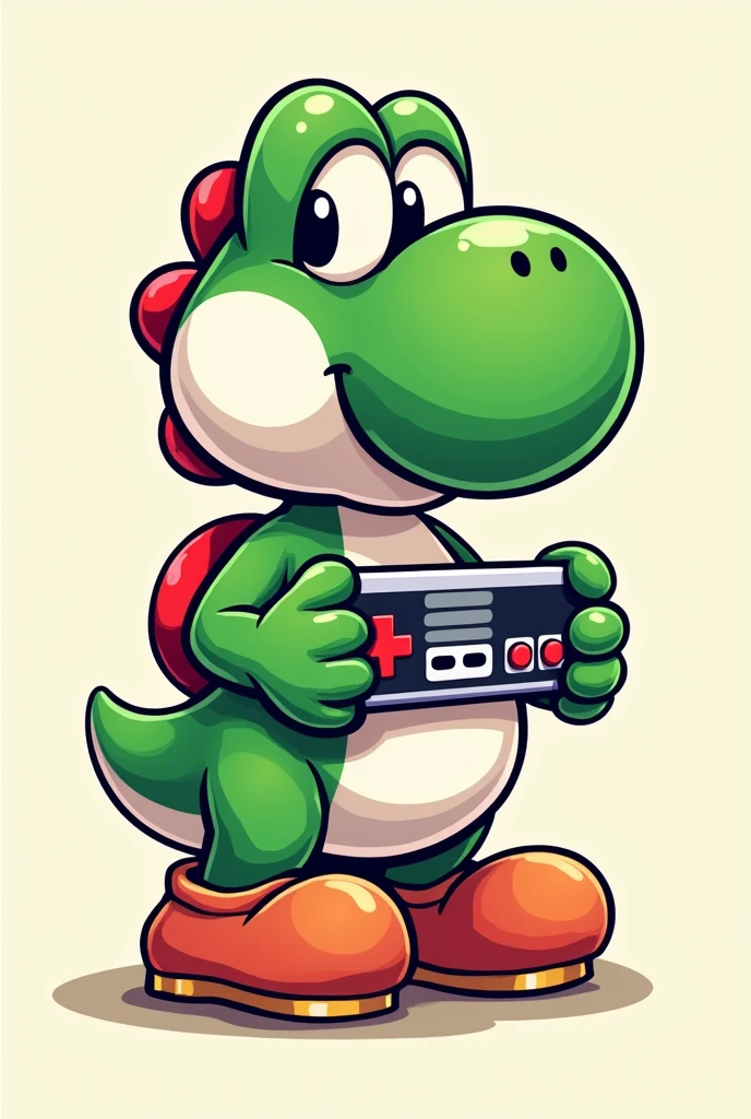 Create a logo by joining text: Games Sid absolute videogame. It's an image of Yoshi from Super Mario with a video game controller in his hand..