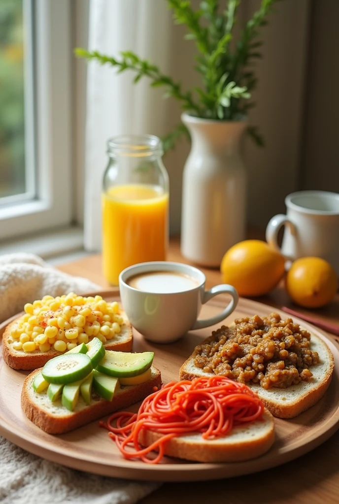 In the mornings, I usually start my day with a cup of milk accompanied by bread with avocado, which is my usual breakfast. However, sometimes I enjoy having other foods for breakfast, like lentils, chicken stew, or red spaghetti. I like to take my time to eat breakfast calmly, so I usually spend about 45 minutes on this meal.