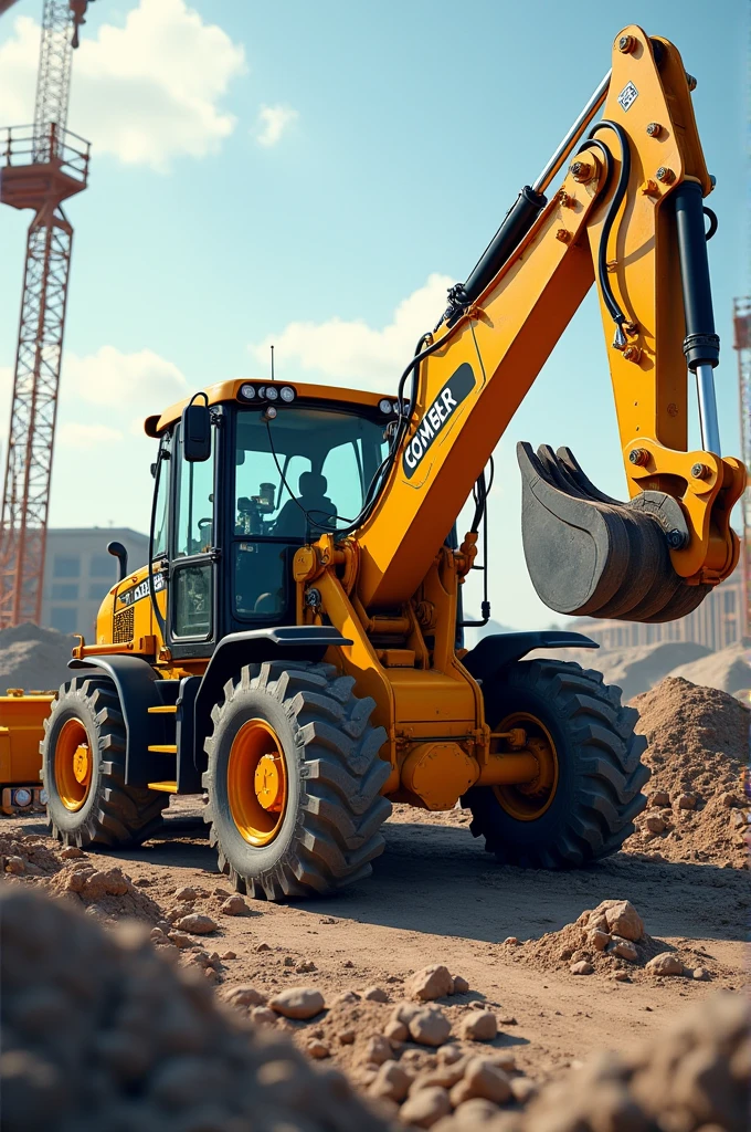 Backhoe loader in 4k
