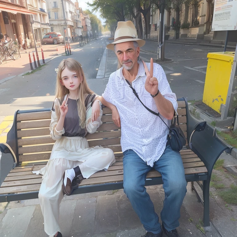 there is a man and a woman sitting on a bench, with a child, sitting on a bench, by Alexandre Kotsis, couple Viktor Oliva, 8k)), couple Maksimilian Vanka, holiday photo, very consistent image, sitting on a bench de parc, sitting on a bench, give the middle finger, par Hristofor Jefarovitch