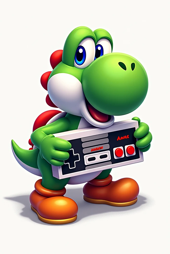 Create logo with image of super mario yoshi with video game controller in hand,+ The phrase: Games Sid, absolute videogame.