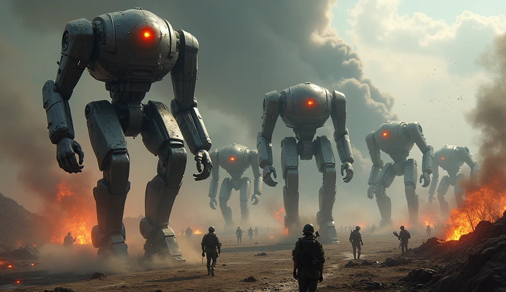 Ai bad robots , destrying earth and fighting with human army