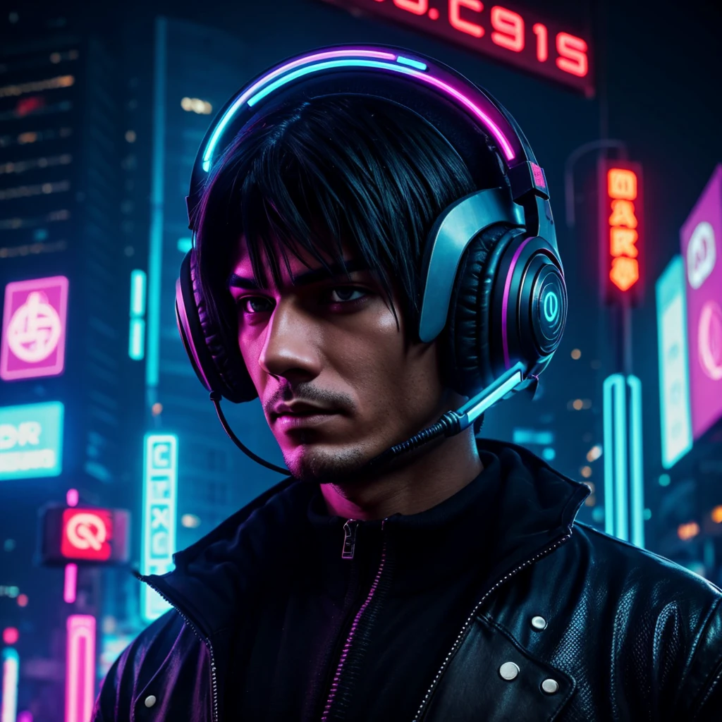 close up of a person wearing a helmet and a pair of headphones, neon operator, cyber noir, cyberpunk street goon, neon-noir background, cyberpunk dude, neon noir, cyberpunk vibe, cybernatic, cyberpunk vibes, cyberpunk hero, cyber style, cyberpunk hacker, cyberpunk wearing, has cyberpunk style, omen from valorant, cyberpunk streetwear, style of cyberpunk. Venezuela flag color, Venezuela color, neon livings with Venezuelan colors