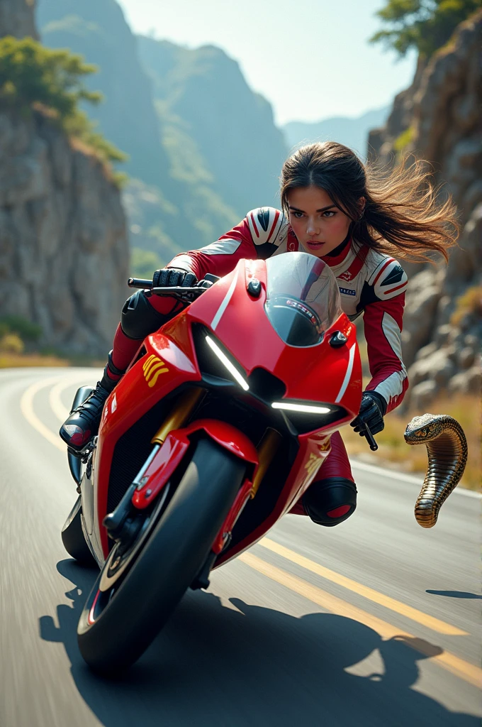 Girls face cobra snake in super bike on rassing time on road