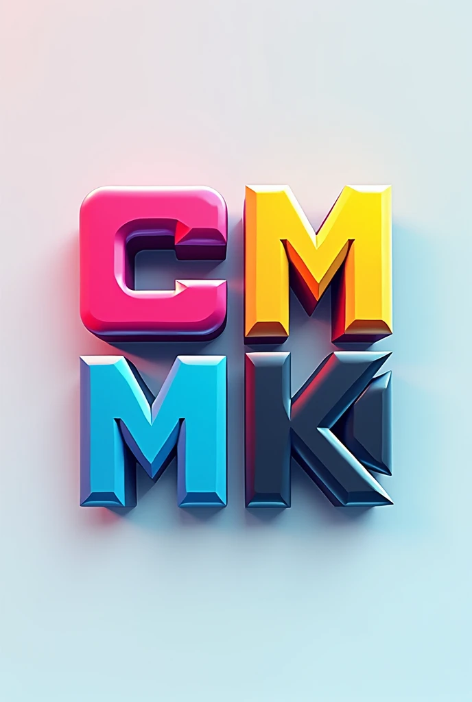 Create a logo for a video game called CMYK, using all four letters, putting them in a square