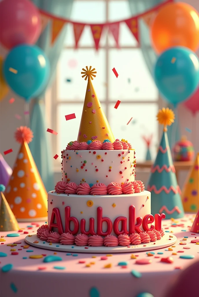 Happy birthday background birthday party and name Abubaker