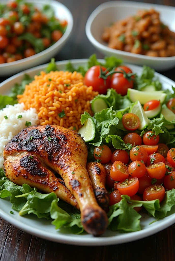 For lunch, I prefer a variety of options. My favorite dish is grilled chicken with salad and rice. Other times, I enjoy having roasted chicken, stew, or a plate of lentils. I typically spend about 30 minutes eating lunch.