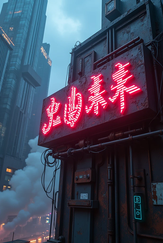 A sign in the style of cyberpunk
