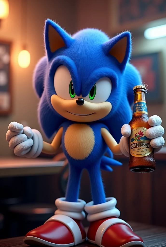 sonic drinking beer
