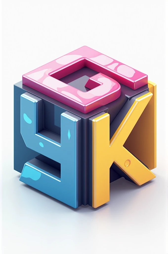 Emblem with letters CMYK creatively enclosed in a box, game logo, cool