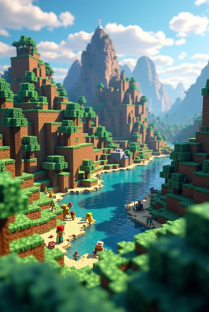 Stwórz obraz gry Minecraft gdzie na środku będzie pisać KWADRATOWY ŚWIAT po polsku