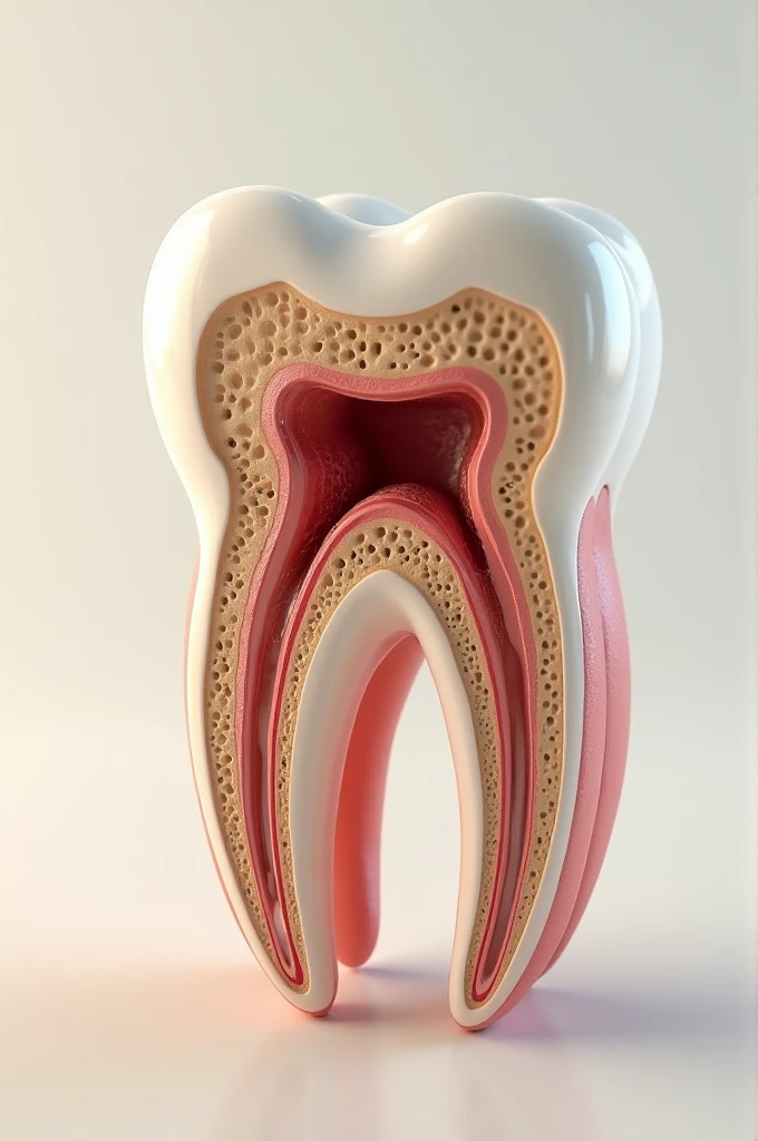 Tooth with exposed inner part