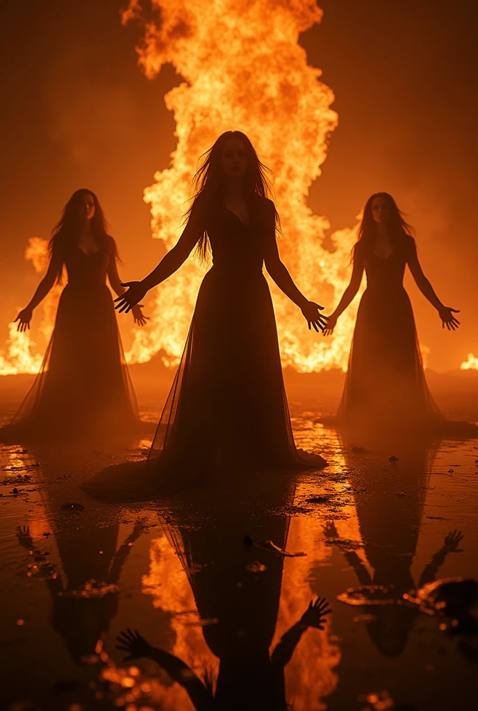 Create image with name EVANESCENCE caught on fire mirrored