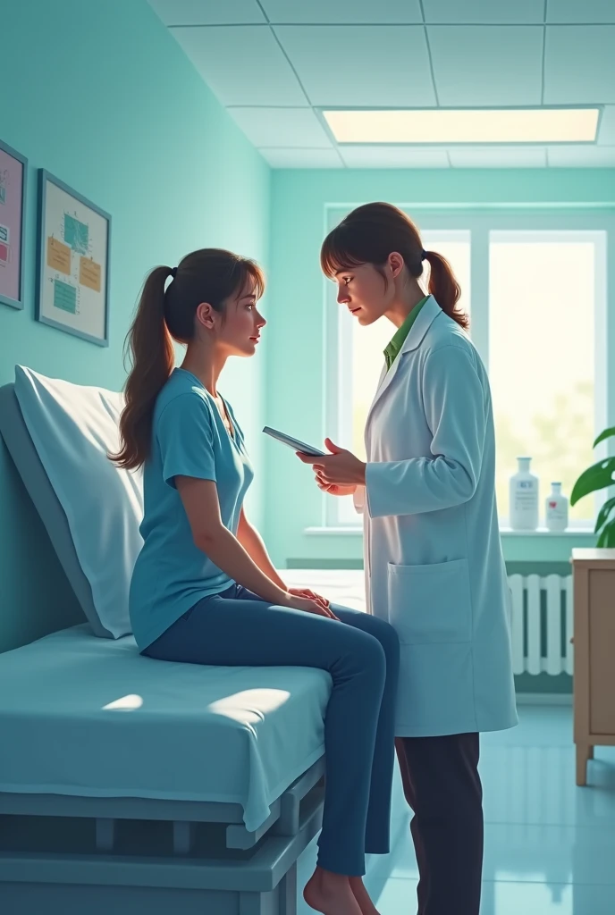 Doctor talking to patient in a hospital room