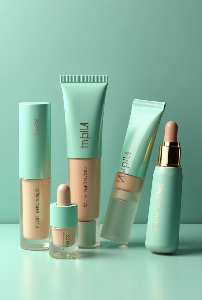 do a makeup concealer test with 16 shades , for a brand called walancy with luxury aqua green and gold packaging
