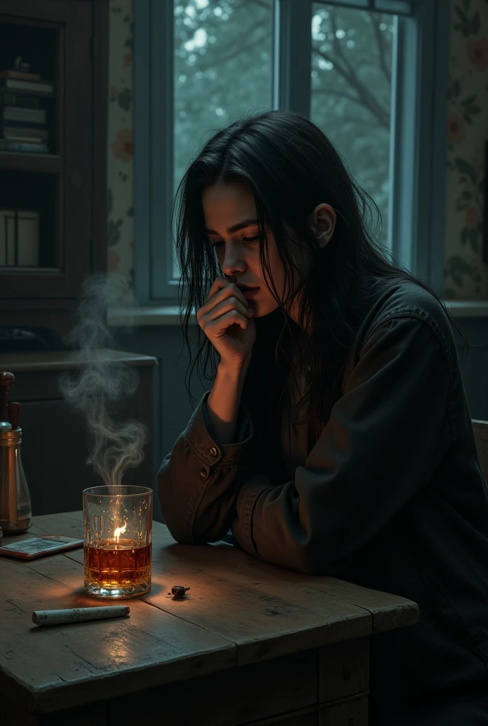 (((No sleep:1.5))) (whiskey on the rocks:20) (blunt:300) ((skill enhance:2000), long black hair
