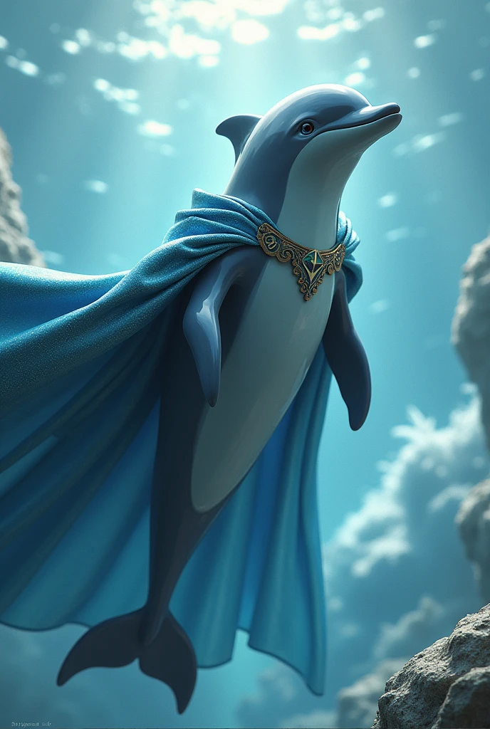 a dolphin with a hero's cape