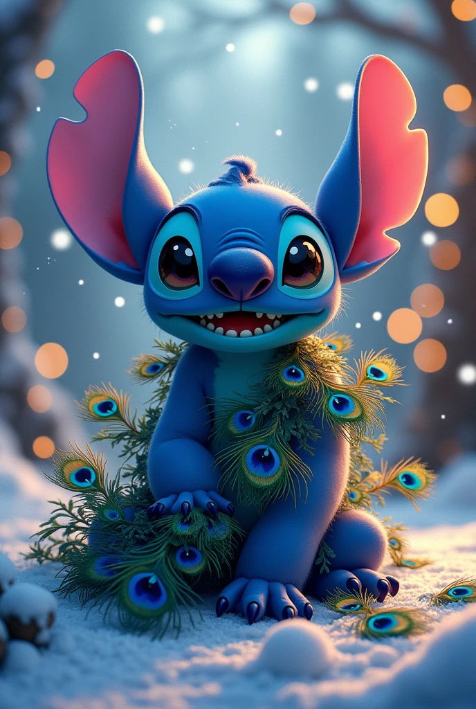 Stitch with lots of peacock feathers at Christmas