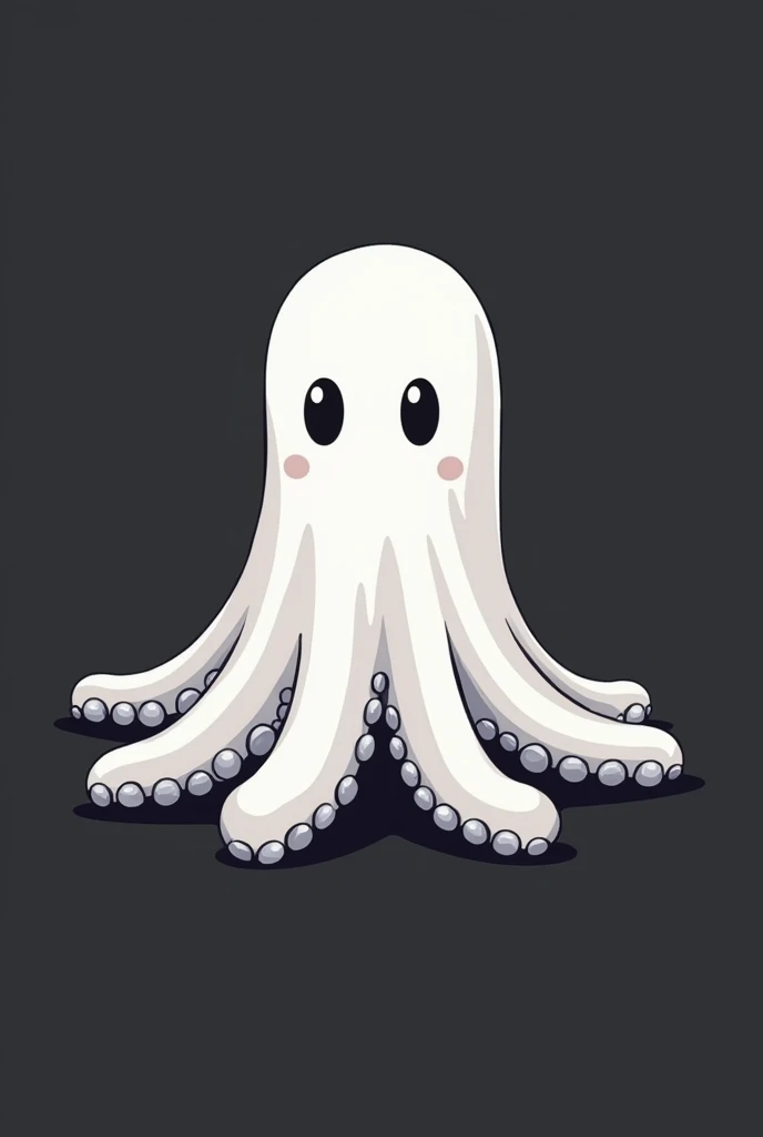 Logo video game company, an octopus wearing a bedsheet pretending to be a ghost, flat icon, black and white