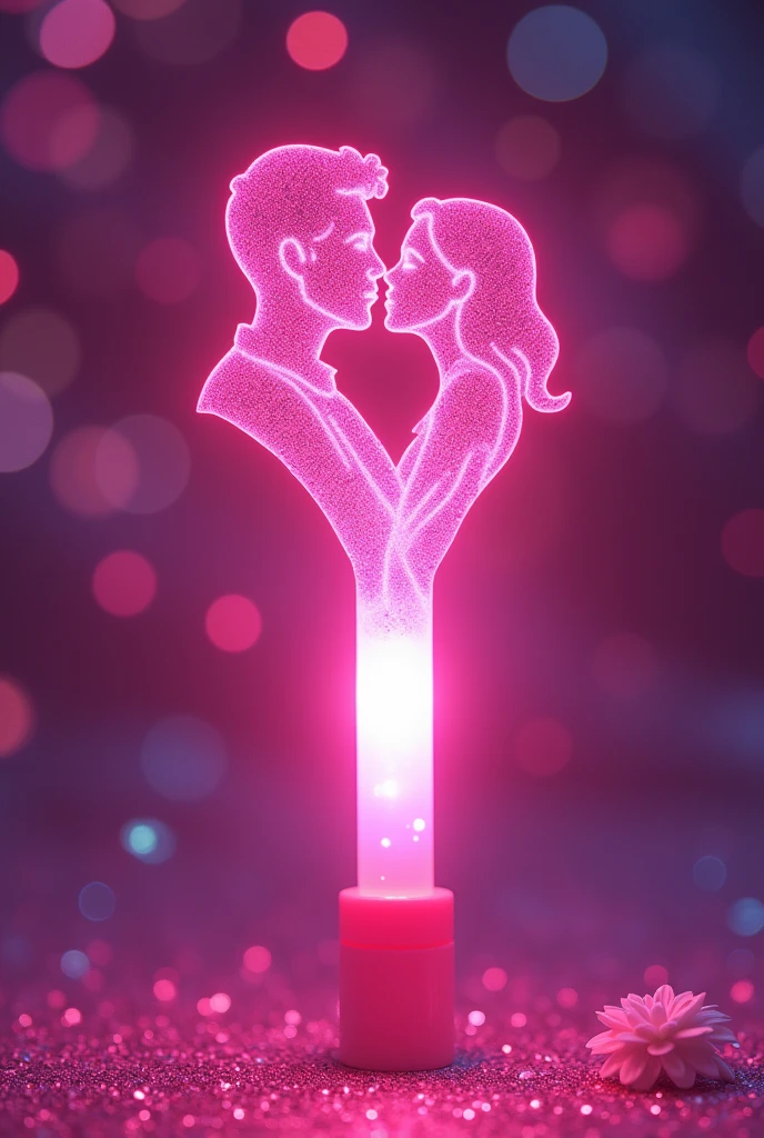 Quero um lightstick de kpop rosa com um beijo e com glitter e e que combine com Ilinx