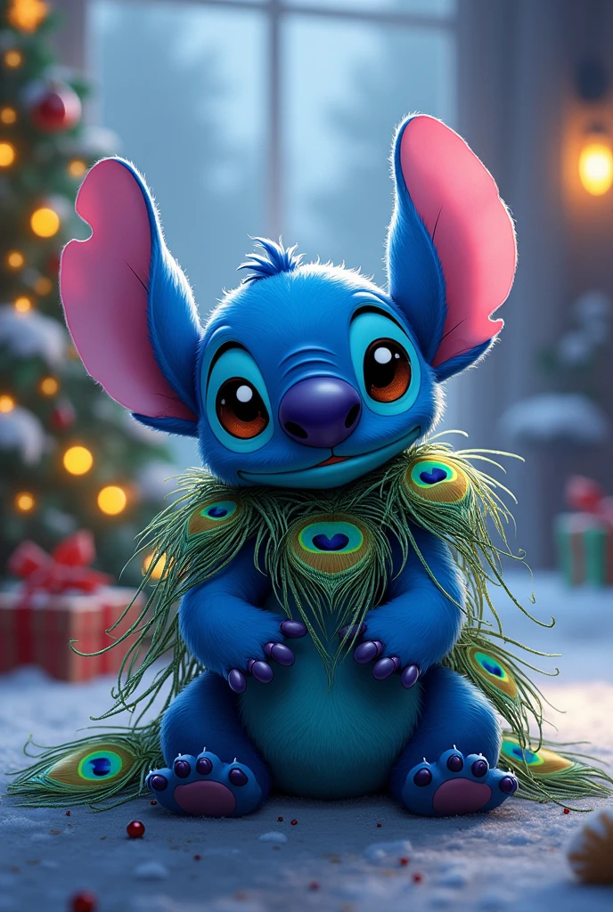 Stitch with lots of peacock feathers at Christmas
