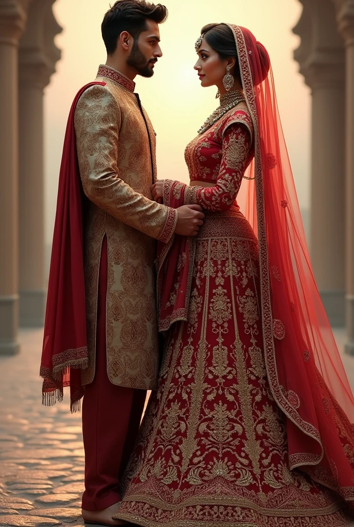 a bride and groom standing next to each other in white outfits, wedding photo, by Ambreen Butt, traditional clothes, traditional clothing, lovely couple, distant full body view, very beautiful enga style, marriage, bride and groom, intertwined full body view, by Ismail Gulgee, very detailed and rich clothing, very clear picture, couple pose, wearing a wedding dressa bride and groom standing next to each other in white outfits, wedding photo, by Ambreen Butt, traditional clothes, traditional clothing, lovely couple, distant full body view, very beautiful enga style, marriage, bride and groom, intertwined full body view, by Ismail Gulgee, very detailed and rich clothing, very clear picture, couple pose, wearing a wedding dress