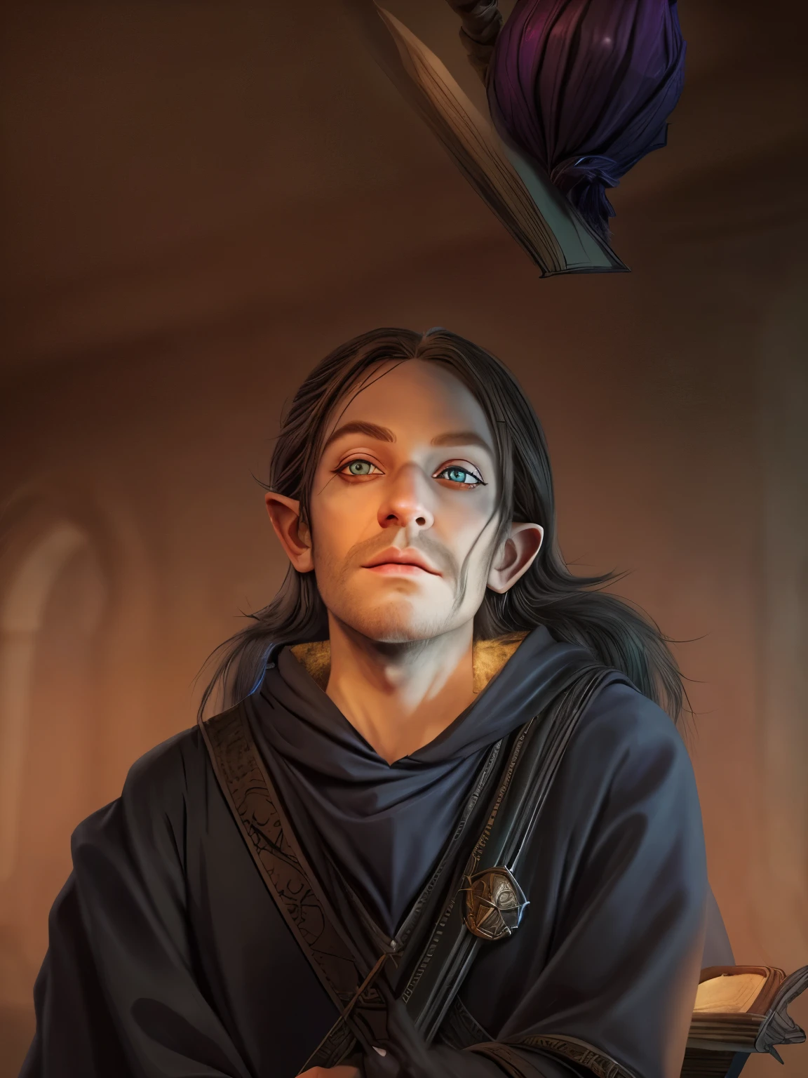 half-elf, drow, wizard, rpg adventurer, medieval