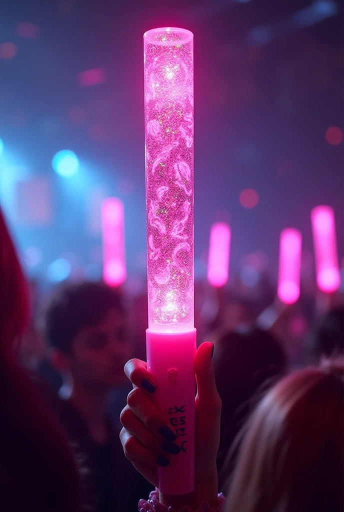 I want a pink kpop lightstick with glitter and very detailed with details like Kiss of Life that matches Ilinx 
